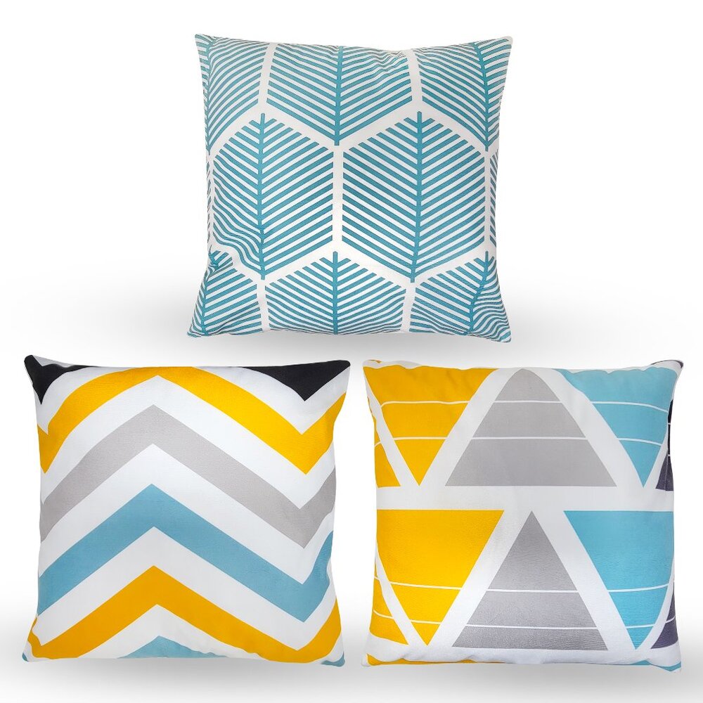 Set of 3 Geometric Style Pillow Covers (18x18)